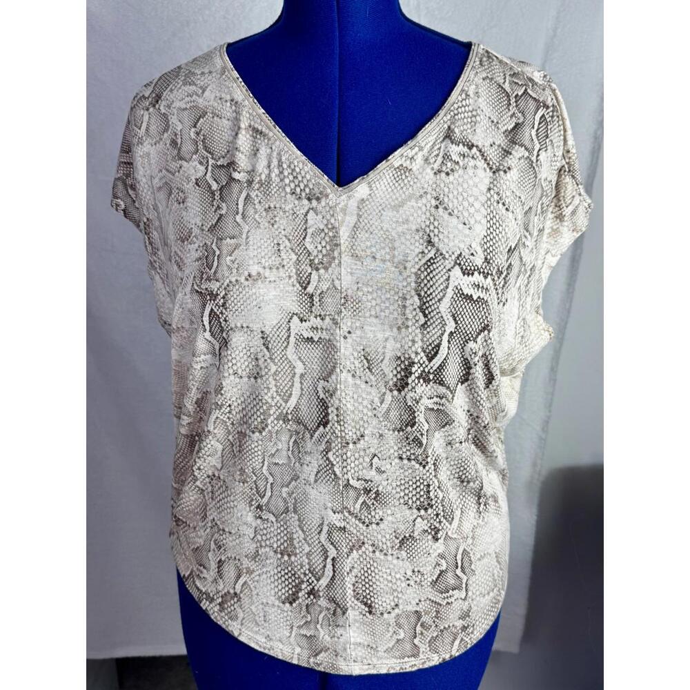 white house black market snakeskin print top neutral‎ python y2k minimalist chic